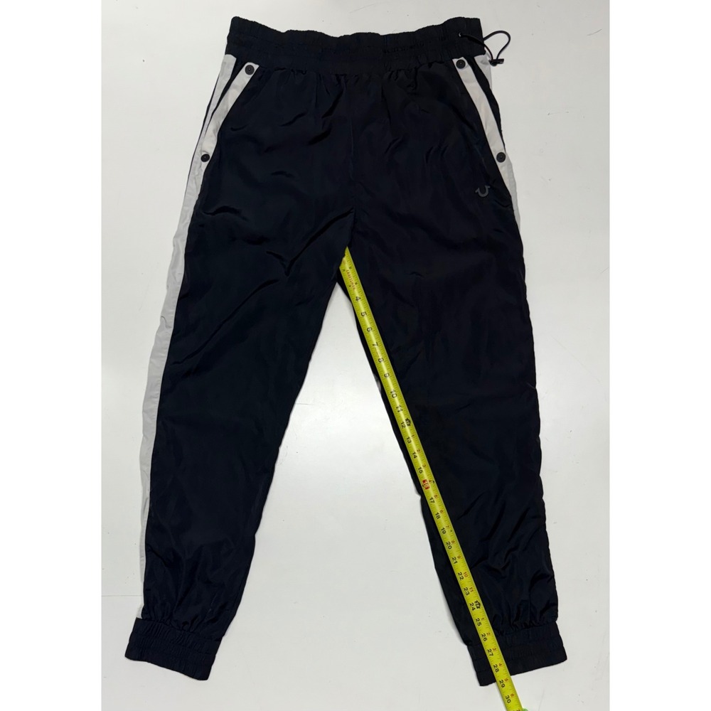 True‎ Religion Black Track Pants Side Stripe Athletic Joggers Mens Medium NWOT